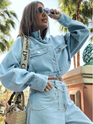 Krótka kurtka katana jeansowa CISSY - jasny jeans  magmac 