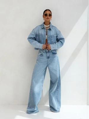 Krótka kurtka katana jeansowa JAXON - niebieska  magmac 