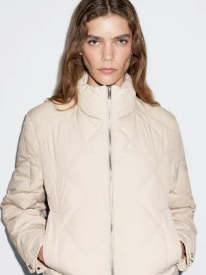 Krótka Kurtka Pikowana - Surowy - - Massimo Dutti - Kobieta