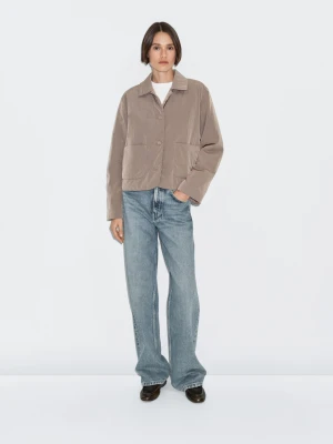 Krótka Kurtka Pikowana Z Krytymi Guzikami - Szarobrązowy - - Massimo Dutti - Kobieta