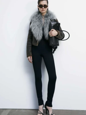 Krótka kurtka shearling z kołnierzem z futra PATRIZIA PEPE