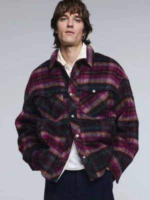 krótka kurtka w kratę z kieszeniami Desigual