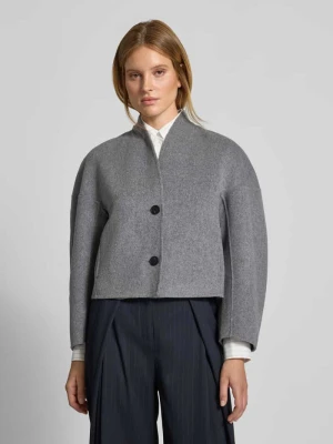 Krótka kurtka wełniana ze stójką Style Icon Collection Średnioszary melanż
