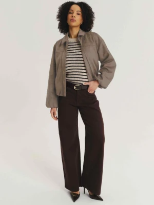 Krótka kurtka z imitacji zamszu ciemny beż Greenpoint