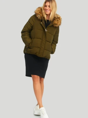 Krótka kurtka z kapturem w kolorze khaki Greenpoint