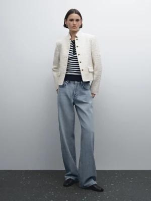 Krótka Kurtka Z Mieszanki Wełny - Surowy - - Massimo Dutti - Kobieta