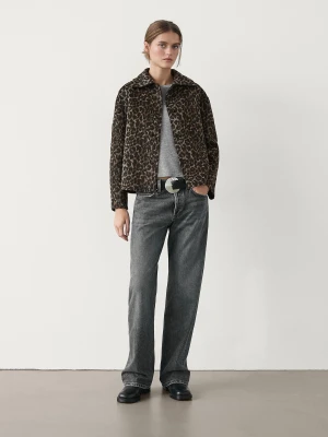 Krótka Kurtka Z Mieszanki Wełny W Zwierzęcy Wzór - Brązowy - - Massimo Dutti - Kobieta