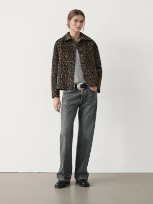 Krótka Kurtka Z Mieszanki Wełny W Zwierzęcy Wzór - Brązowy - - Massimo Dutti - Kobieta