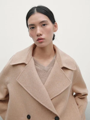 Krótka Kurtka Z Mieszanki Wełny - Wielbłądzi - - Massimo Dutti - Kobieta