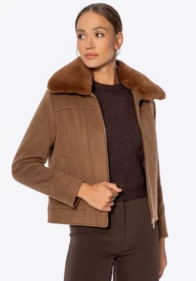 Krótka kurtka z odpinanym sztucznym futerkiem brązowa Wittchen