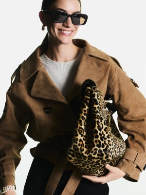 Krótka kurtka zamszowa z paskiem TARANKO