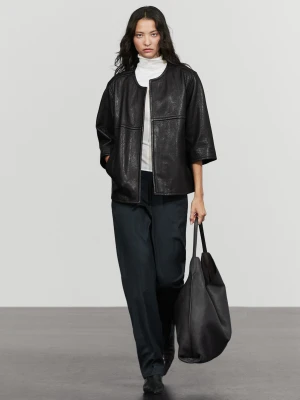 Krótka Kurtka Ze Skóry Nappa - Czarny - Massimo Dutti - Female