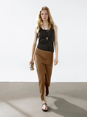 Krótka Luźna Spódnica Z Gorsetowym Paskiem - Sprany - - Massimo Dutti - Kobieta