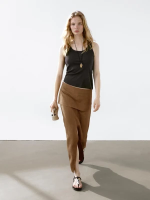 Krótka Luźna Spódnica Z Gorsetowym Paskiem - Sprany - - Massimo Dutti - Kobieta
