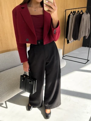 Krótka Marynarka Bordowa Hales UNI ClothStore