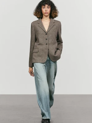 Krótka Marynarka Z Mieszanki Wełny - Brązowy - Massimo Dutti - Female