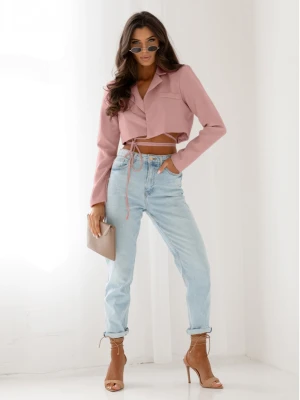 Krótka marynarka z ozdobnym wiązaniem ABIA - brudny róż  magmac 