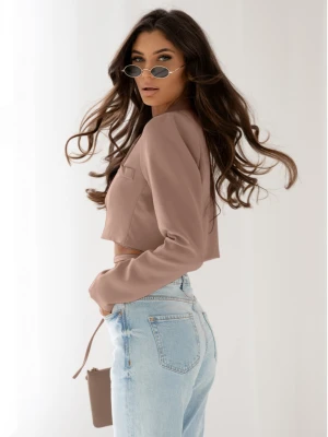 Krótka marynarka z ozdobnym wiązaniem ABIA - mocha mousse  magmac 