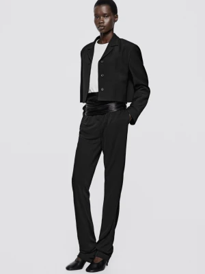 Krótka Marynarka Z Wełną − Limited Edition - Czarny - Massimo Dutti - Female