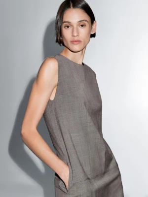 Krótka Melanżowa Sukienka - Szary - - Massimo Dutti - Kobieta