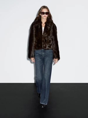 Krótka Skórzana Kurtka Toskańska - Brązowy - - Massimo Dutti - Kobieta