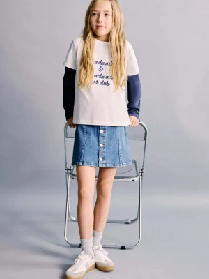 Krótka spódnica dżinsowa ciemnoniebieski - Dzieci - - MANGO KIDS