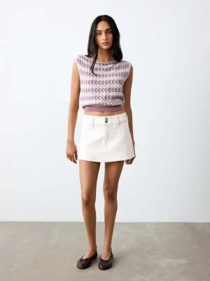 Krótka spódnica dżinsowa złamana biel - Dziewczyna - - MANGO TEEN