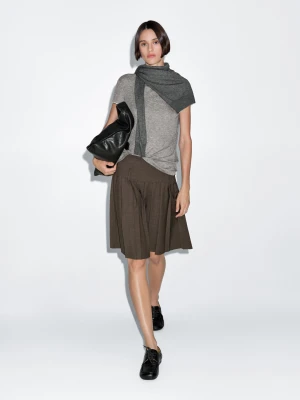 Krótka Spódnica Gorsetowa Z Zakładkami - Czekoladowy - - Massimo Dutti - Kobieta