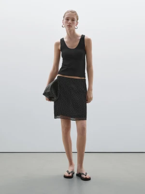 Krótka Spódnica W Groszki - Czarny - - Massimo Dutti - Kobieta