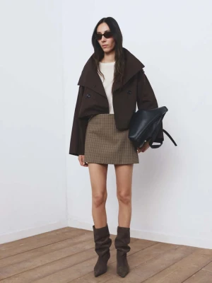 Krótka spódnica w pepitkę brązowy - Kobieta - - MANGO