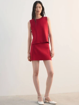 Krótka spódnica z dzianiny czerwony - Kobieta - - MANGO