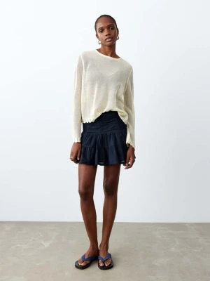 Krótka spódnica z falbanami granatowy - Dziewczyna - - MANGO TEEN