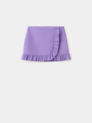 Krótka spódnica z falbanami purpurowy - Kobieta - - MANGO