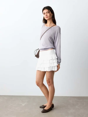 Krótka spódnica z falbanami złamana biel - Dziewczyna - - MANGO TEEN