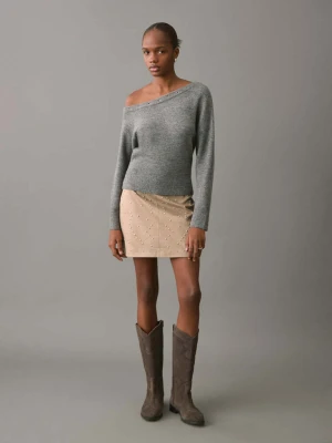 Krótka spódnica zamszowa z nitami piaskowy - Dziewczyna - - MANGO TEEN