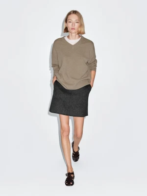 Krótka Spódnica Ze Sztucznego Futerka - Ciemnoszary - - Massimo Dutti - Female