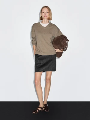 Krótka Spódnica Ze Sztucznego Futerka - Ciemnoszary - - Massimo Dutti - Kobieta