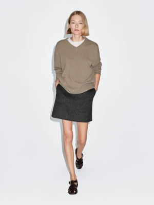 Krótka Spódnica Ze Sztucznego Futerka - Ciemnoszary - - Massimo Dutti - Kobieta