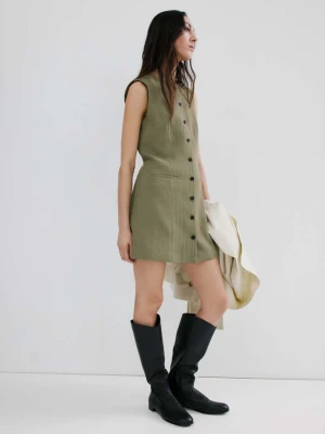 Krótka sukienka na guziki zielony - Kobieta - - MANGO