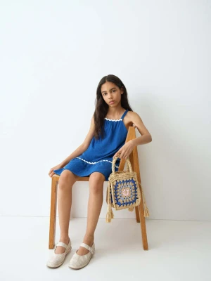 Krótka sukienka na ramiączkach electric blue - Dzieci - lata - MANGO KIDS