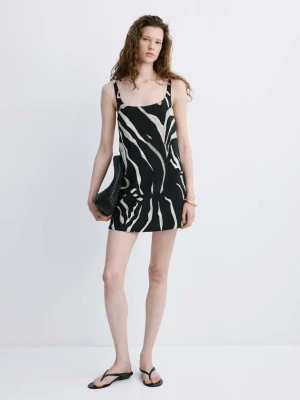 Krótka sukienka w zeberkę czarny - Kobieta - - MANGO