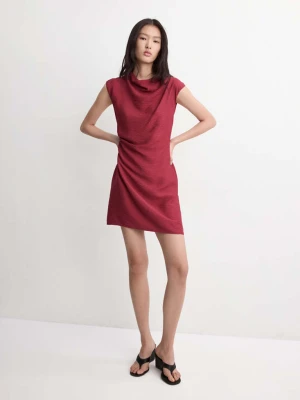 Krótka sukienka z asymetrycznym drapowaniem kasztanowy - Kobieta - - MANGO