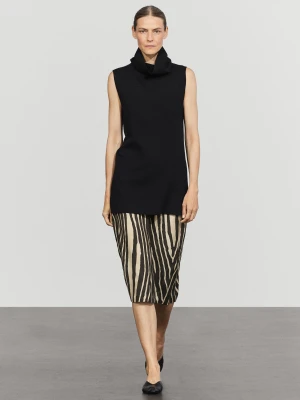 Dzianinowy Top Z Domieszką Wełny - Czarny - Massimo Dutti - Female