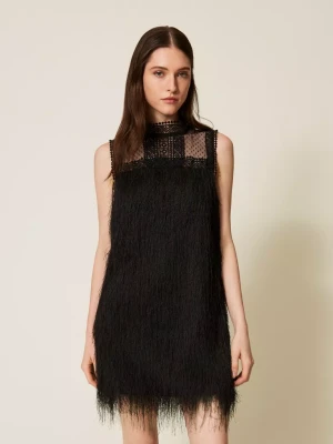 KRÓTKA SUKIENKA Z FRĘDZLAMI I KORONKĄ TWINSET