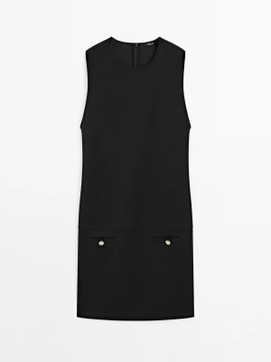 Krótka Sukienka Z Guzikami - Czarny - - Massimo Dutti - Kobieta