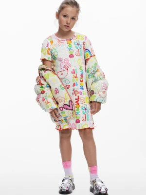 Krótka sukienka z nadrukiem lettering Desigual