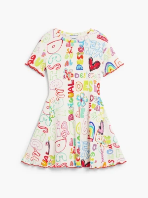 Krótka sukienka z nadrukiem lettering Desigual