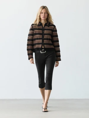 Krótka Szydełkowa Kurtka W Paski - Brązowy - - Massimo Dutti - Kobieta