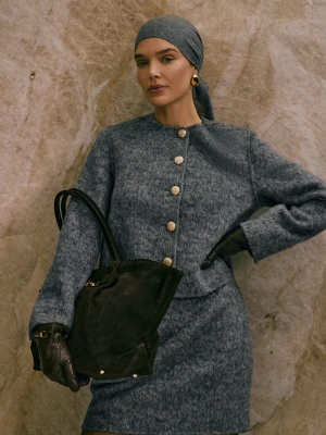 Krótka wełniana spódnica z angorą i jedwabiem TARANKO