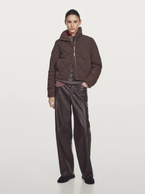 Krótka Wodoodporna Kurtka Pikowana - Bordowy - - Massimo Dutti - Female